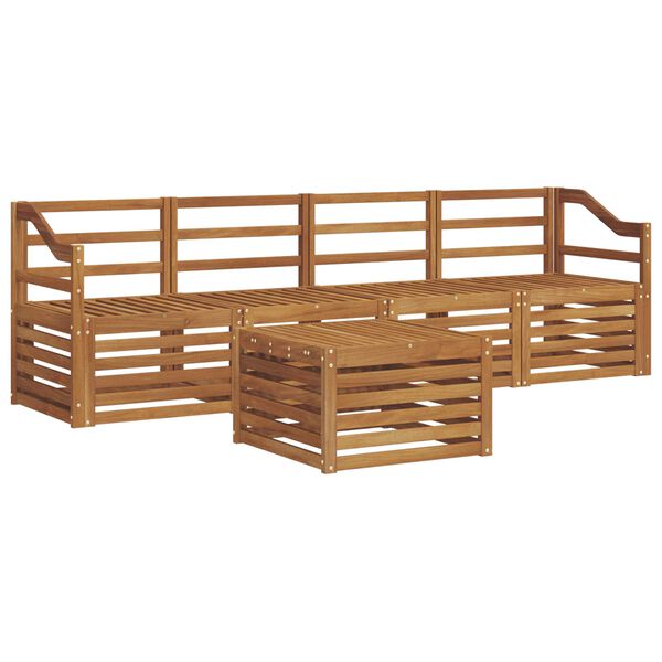 vidaXL Sofasett 5 pcs Naturlig Solid akasietre