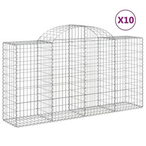 vidaXL Gabionkurver buede 10 stk 200x50x100/120 cm galvanisert jern