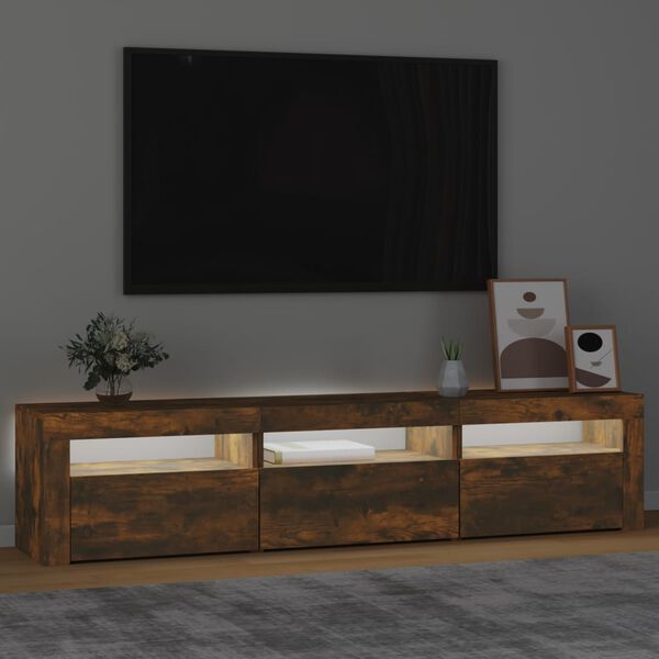 vidaXL TV-benk med LED-lys røkt eik180x35x40 cm