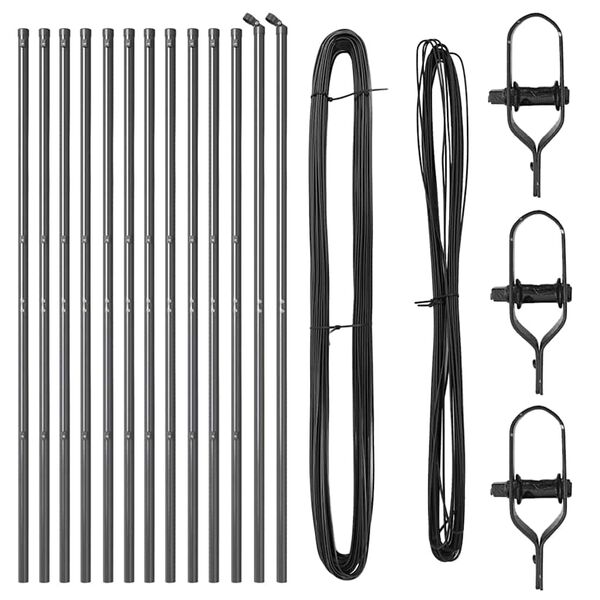 vidaXL Gjerdepunkter 13 pcs Grå Ø32mm 200 cm Galvanisert stål