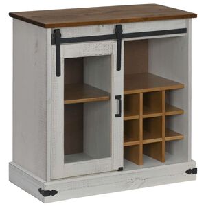 vidaXL Skjenk HALDEN med skyved&oslash;r hvit 80x40x80 cm heltre