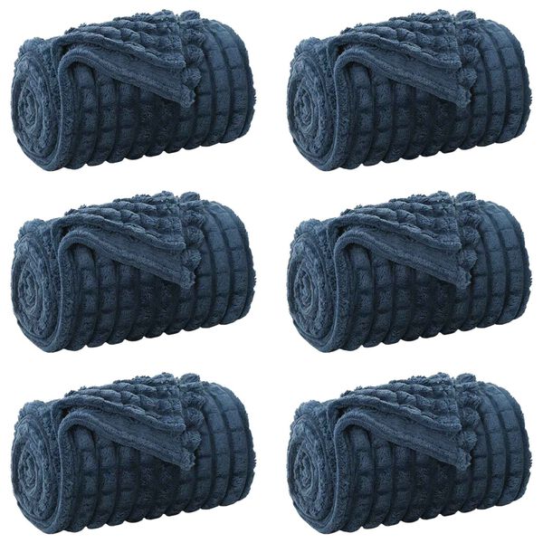 vidaXL Kastepledd 6 pcs Marinebl&aring; 150 x 130 cm Fleece