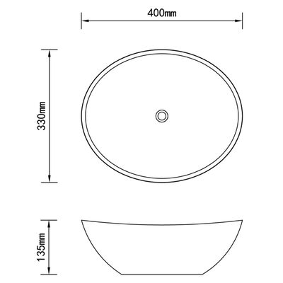 vidaXL Luksusservant keramisk oval hvit 40 x 33 cm