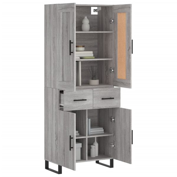 vidaXL Highboard gr&aring; sonoma 69,5x34x180 cm konstruert tre