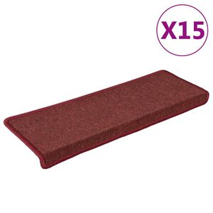vidaXL Trappematter 15 stk 65x21x4 cm bordeaux rektangul&aelig;r kant