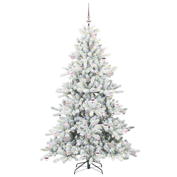 vidaXL Kunstig sammensatt juletre med 300 LED Hvit 210 cm PVC