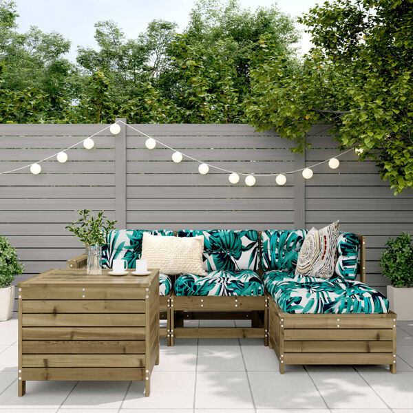 vidaXL Hagesofagruppe 5 deler impregnert furu