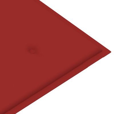 vidaXL Batavia benk med røde pute 120 cm heltre teak
