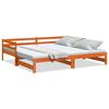 vidaXL Uttrekkbar dagseng voksbrun 90x200 cm heltre furu