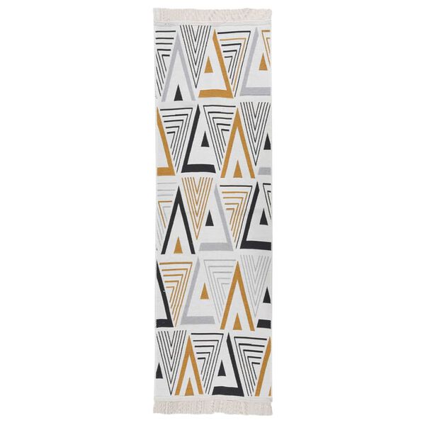 vidaXL Teppe gul og gr&aring; 80x300 cm bomull