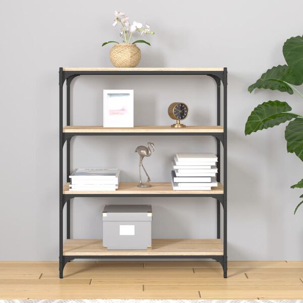 vidaXL Bokhylle Sonoma eik 80x33x100 cm konstruert tre og st&aring;l