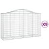 vidaXL Gabionkurver buede 9 stk 200x50x120/140 cm galvanisert jern