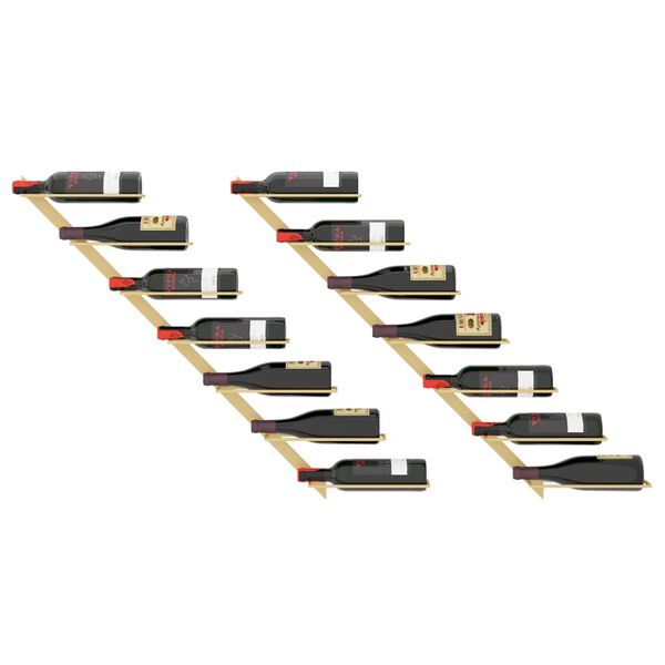 vidaXL Veggmontert vinstativ for 7 flasker 2 stk gull metall