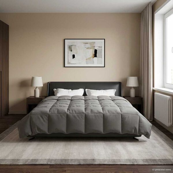 vidaXL Sommerdyne Quilted Lysegr&aring; 200 x 240 cm Mikrofiber