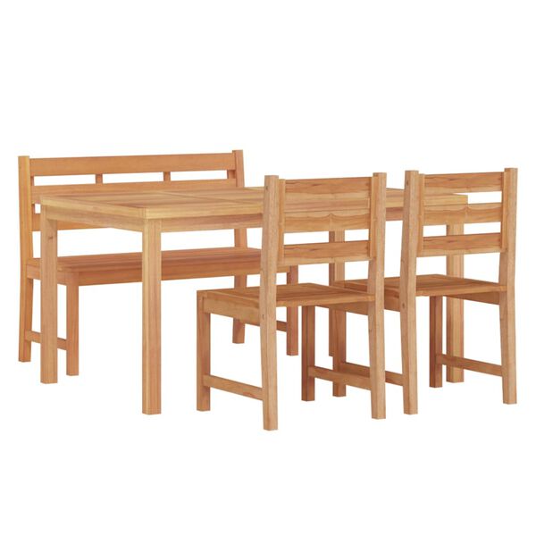 vidaXL Hagespisegruppe 4 deler heltre teak