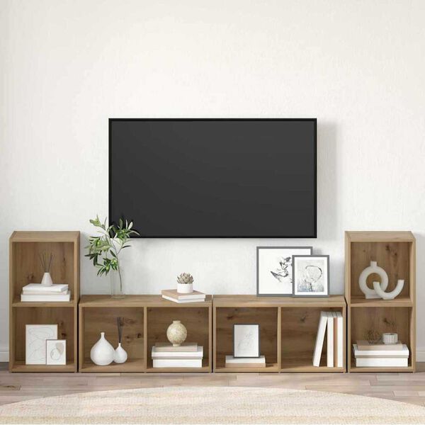 vidaXL TV-benksett 4 pcs Artisan Eik 37 x 37 x 72 cm Konstruert tre