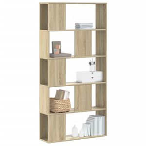 vidaXL Bokhylle 5 etasjer r&oslash;kt eik 80,5x23,5x162,5 cm konstruert tre