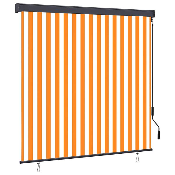 vidaXL Utendørs Rullegardin oransje og hvit 180 x 250 cm stoff