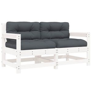 vidaXL Hagestoler med puter 2 stk hvit heltre furu