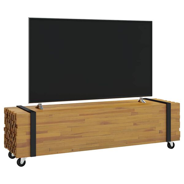 vidaXL TV-benk Brun 110 x 30 x 30 cm Massivt Teaktre