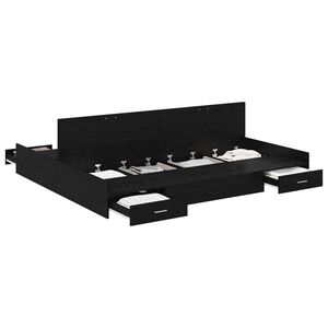 vidaXL Seng med lagring Svart Eik 180 x 200 cm Konstruert tre