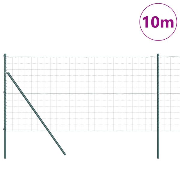 vidaXL Gjerde med stolpe gr&oslash;nn 1,2 x 10 m St&aring;l