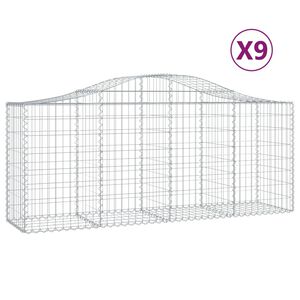 vidaXL Gabionkurver buede 9 stk 200x50x80/100 cm galvanisert jern