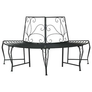 vidaXL Trebens 4-Antall seter 160 x 80 x 89 cm St&aring;l Svart halvrund