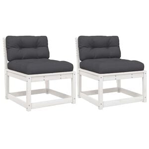 vidaXL Hagesofaer med puter 2 stk hvit heltre furu