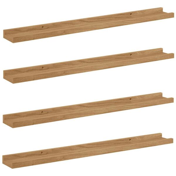 vidaXL Vegghylle med hylle 4 pcs Brun 80 x 9 x 3 cm Konstruert tre