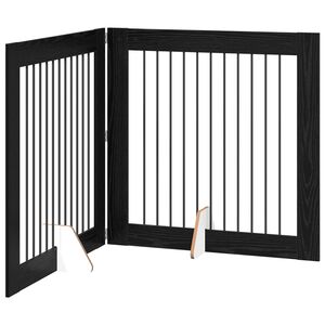 vidaXL Foldbar hundegitter med stativer 2 stk. Svart eik 200,5 cm