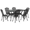 vidaXL Hage Spisegruppe 7 stk. Svart Aluminium