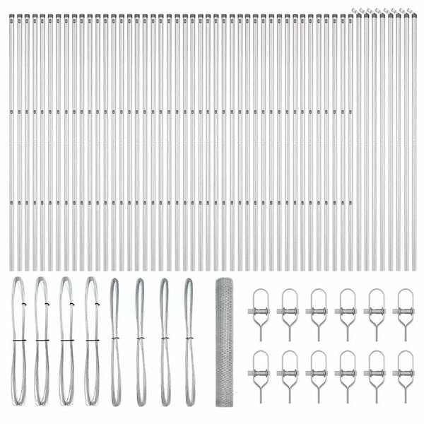 vidaXL Gjerde med innlegg. sølv 1.2 x 100 m PVC-belagt stål