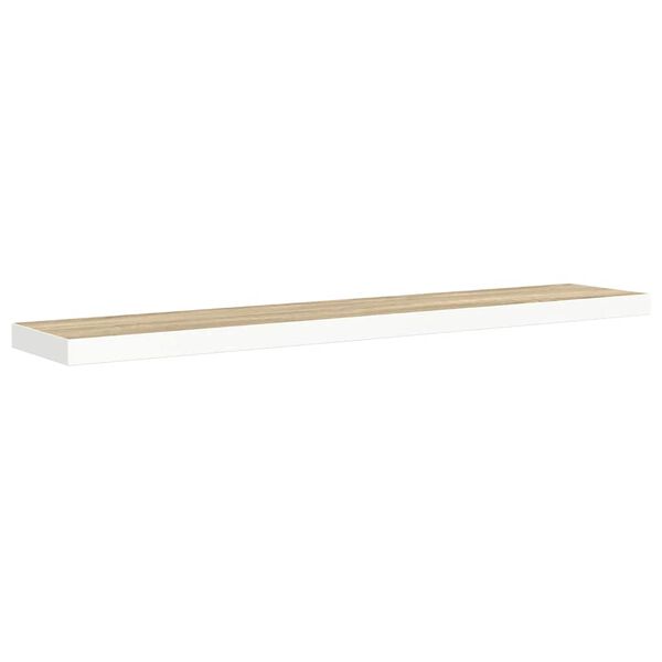 vidaXL Flytende vegghylle eik og hvit 120x23,5x3,8 cm MDF