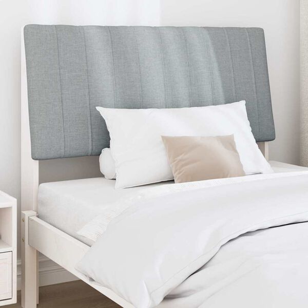 vidaXL Polstret sengegavl Lysegr&aring; 100 cm Massiv furu