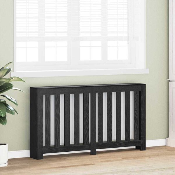 vidaXL Radiator Deksel Svart Eik 149 x 20 x 82 cm Konstruert tre