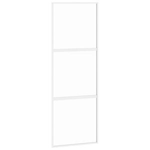 vidaXL Skyved&oslash;r hvit 76x205 cm herdet glass og aluminium