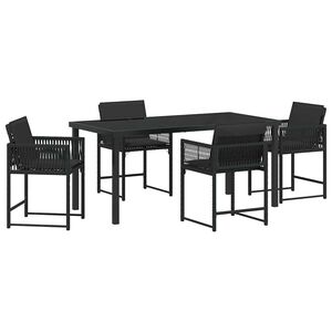 vidaXL Hage Spisegruppe 5 pcs Svart polyrotting