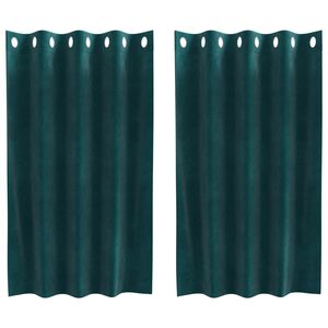 vidaXL Blendingsgardiner 2 pcs M&oslash;rkegr&oslash;nn 140 x 140 cm Fl&oslash;yel