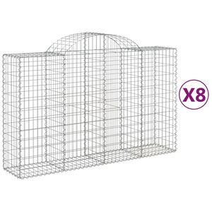 vidaXL Gabionkurver buede 8 stk 200x50x120/140 cm galvanisert jern