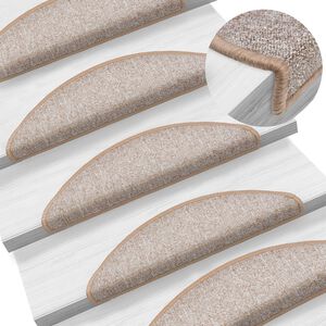 vidaXL Trappematter 15 stk 56x17x3 cm lysebrune halvrund
