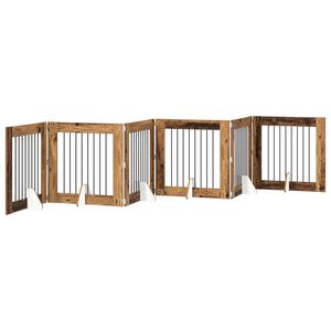 vidaXL Foldbar hundegitter med stativer 6 stk. Gammelt tre 482 cm