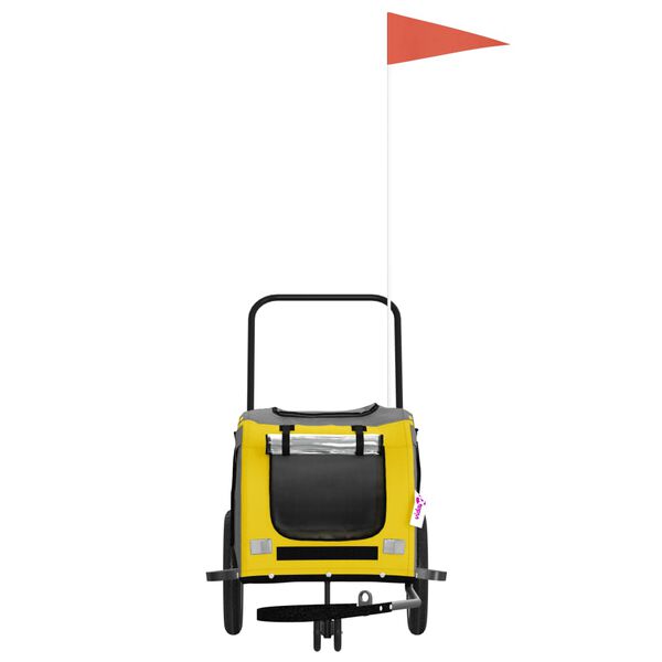 vidaXL Kjæledyrsykkelhenger gul og svart oxfordstoff og jern