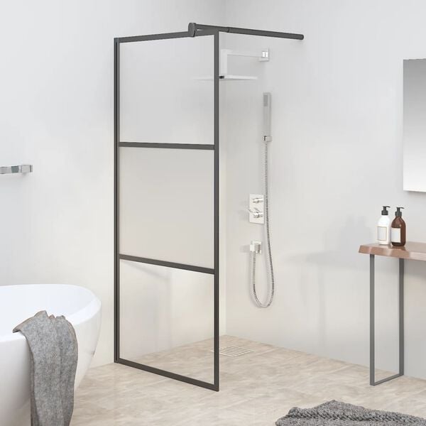 vidaXL Dusjvegg 80x195 cm halvfrostet ESG glass svart