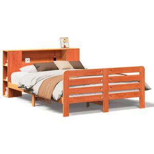 vidaXL Sengeramme uten madrass voksbrun 140x200 cm heltre furu