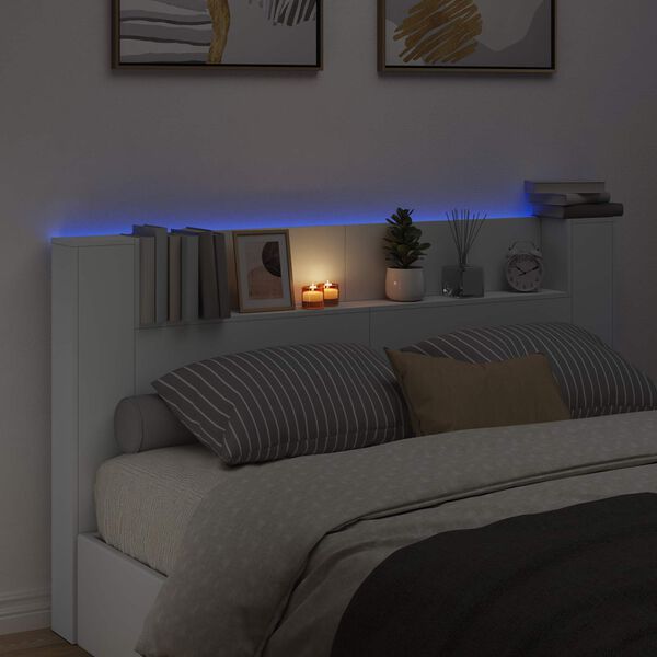 vidaXL Hodegavl med hylle Hvit 180 x 16,5 x 103,5 cm Konstruert tre