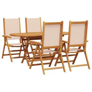 vidaXL Hage Spisegruppe 5 pcs Beige heltre akasie