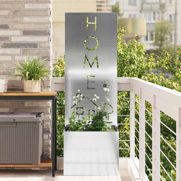 vidaXL Hageprivat skjerm Fretwork s&oslash;lv 50 x 140 cm Galvanisert st&aring;l