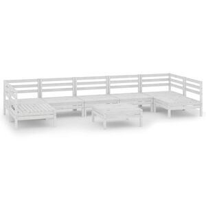 vidaXL Hagesofagruppe 8 deler hvit heltre furu
