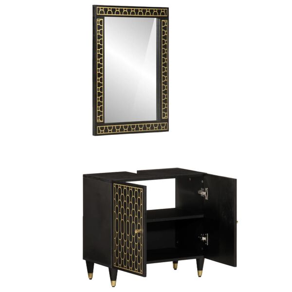 vidaXL Baderomsskapsett 2 deler heltre mango